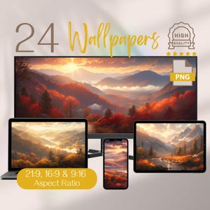 Golden Autumn Peaks Wallpapers Pack: 4K Ultra HD High Resolution Ultrawide Monitor and Desktop Backgrounds, Fall Season Laptop, PC & Phone