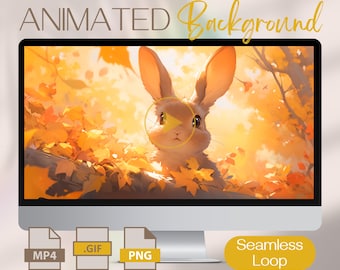 Papier peint animé lièvre d'automne : arrière-plan boisé vivant (MP4, GIF, PNG)