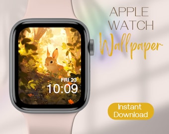 Cute Apple Watch Face, Rabbit Smartwatch Wallpaper, Whimsical Apple Watch Wallpaper, Apple Watch Face Download, Forest Smart Watch Face