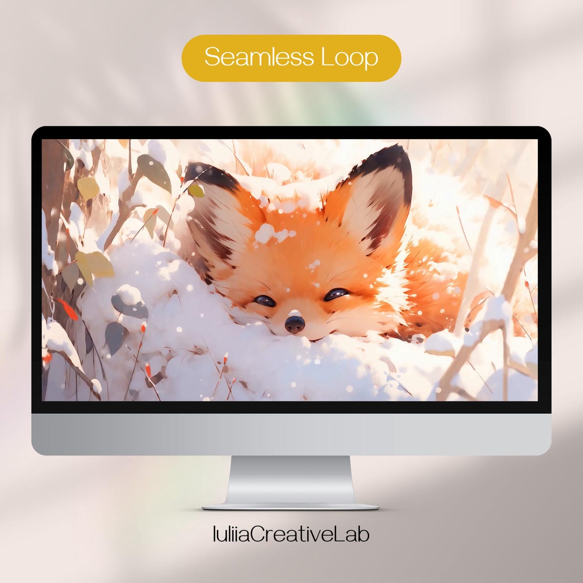 Winter Fox Animated Wallpaper: Cute 4K Moving Computer Background (MP4 ...
