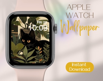 Apple Watch Wallpaper, Apple Watch Face, Cat Watch Face, Plants Smartwatch Wallpaper, Watch Background, iWatch Wallpaper, Smart Watch Face