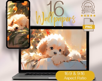 Cute Puppy Christmas Wallpaper, Christmas Phone Wallpaper, Cute Dog Computer Wallpaper, Cute Desktop Wallpaper, Christmas Desktop Wallpaper