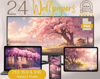 Blossom Aesthetics High Resolution Wallpapers Pack, Ultrawide Desktop and Laptop Backgrounds, Stunning Computer, Tablet & Phone Wallpaper