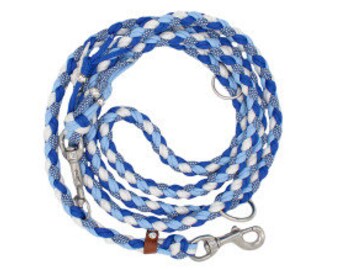 Hundeleine "Sammy" aus Paracord | handgeflochten | Paracordleine | 3-fach verstellbar | 2,4m lang | Blau| Paracord Leine