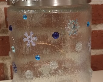 Christmas lighted snowflakes  jar