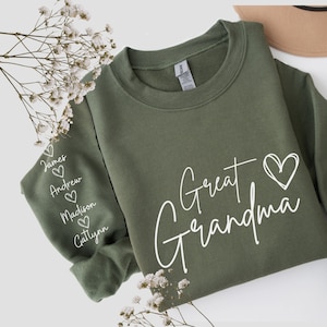 Personalized Great Grandma Sweatshirt, Custom Great Grandma Shirt, Pregnancy Reveal Gift, Gift for New Grandma, Keepsake Gift for Mothers