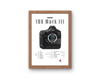 Canon 1DX Mark III Poster, Art Print, Camera Illustration, Ideal Gift for Photographer and Videographer.