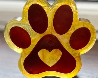 Large memorial personalised resin paw design, lovingly handmade using your pets ashes or fur, made to order, with certificate , dog , cat
