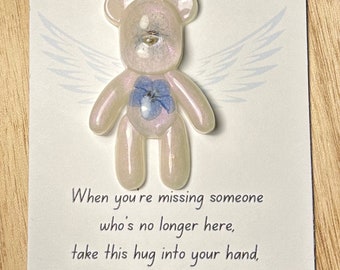Personalisable pocket Angel teddy bear hugs from heaven for family, sister, Mum, best friend and more, lovely gift for someone special