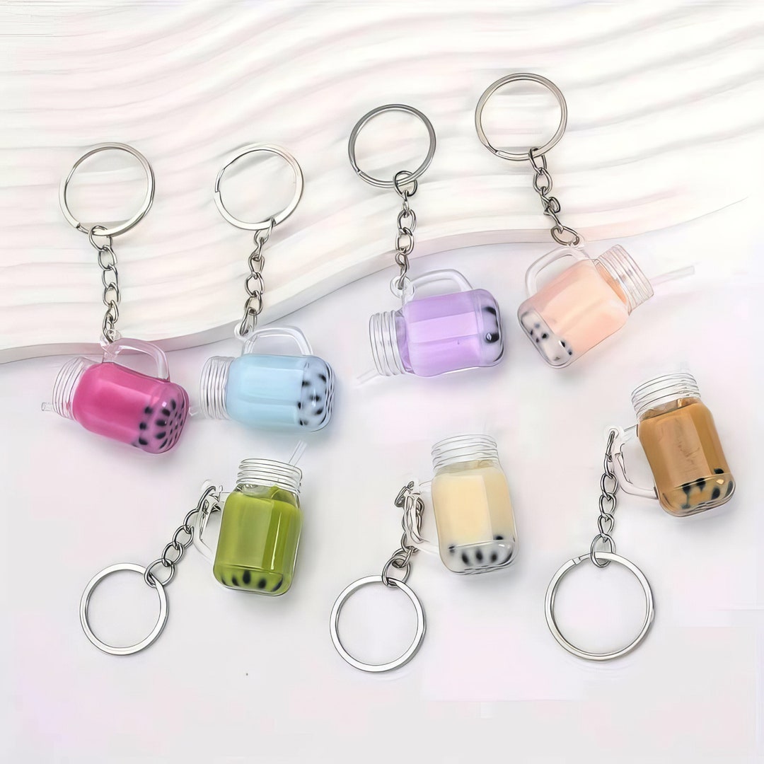 Bubble Tea Key Chain Mini Bubble Tea Matcha Coffee Keyring Etsy