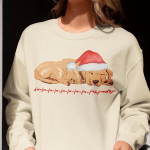 Fa-la-la-la-la-la-la-la Labrador Christmas Crewneck Sweatshirt | Cartoon Dog Christmas Shirt | Labrador Christmas Tee | Lab Christmas Hoodie