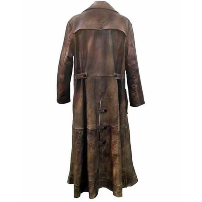 Bruine leren jas voor heren Handgemaakte lederen vintage stijl trenchcoat Riddermerrie bruine