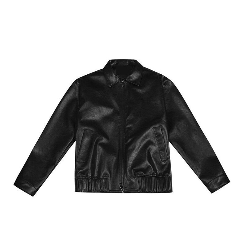 Men's Faux Leather Jacket Handmade Outerwear Vintage Loose Style Bomber ...