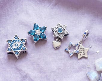 Blue Star Charm – 925 Silver CZ Enamel, Choose Your Design