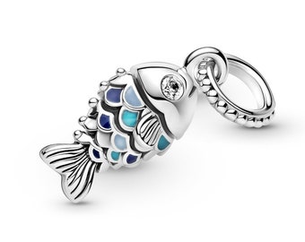 Pandora Blue Fish Dangle Charm Handmade Sea Charm Shimmering Cubic Zirconia Eyes Clearance Sale Flexible Design Must-Have