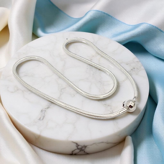 Stackable Silver Snake Chain Necklace, Classic Lo… - image 2