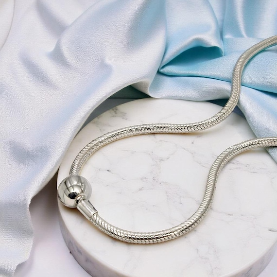 Stackable Silver Snake Chain Necklace, Classic Lo… - image 1