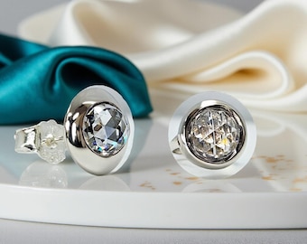 Pandora Round Halo Stud Earrings, Sterling Silver Radiant Women's Studs