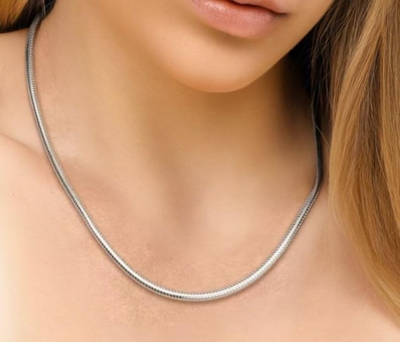 Stackable Silver Snake Chain Necklace, Classic Lo… - image 4