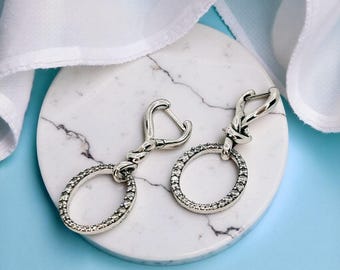 Knotted Heart Drop Earrings, Silver Oval Hoops for Women, Modern Jewellery, Trendy Gift for Her, Elegant Accessory, Anniversary Gift
