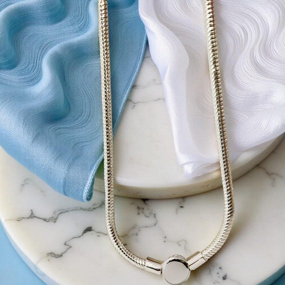 Stackable Silver Snake Chain Necklace, Classic Lo… - image 3