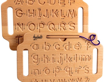 Double-Sided Wooden Alphabet Tracing Board, Learn to Write for Toddlers