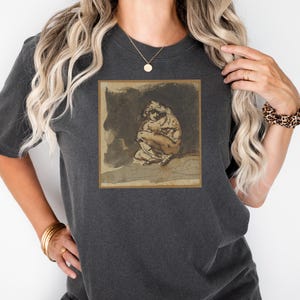Dark Academia Tee, Figure Study Sketch Shirt, Gothic Sepia Drawing