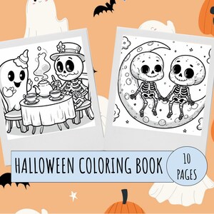 10 Halloween Coloring Pages, Original Halloween Coloring Designs, Halloween Activity, Halloween Coloring Sheets, Printable Coloring Pages