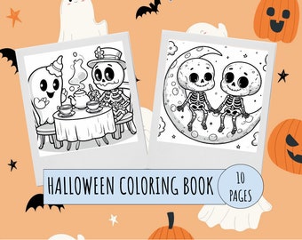 10 Halloween Coloring Pages, Original Halloween Coloring Designs, Halloween Activity, Halloween Coloring Sheets, Printable Coloring Pages