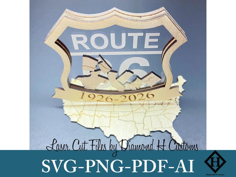 Route 66 Centennial Laser Cut File Route 66 Centennial SVG Route 66 Shaker Ornament Laser Cut File Route 66 Laser Cut Route 66 Shaker  SVG