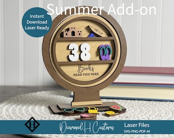 Fichier de suivi de livre Svg découpé au Laser lecture d'été Tracker livres objectif présentoir accessoire signet Design Téléchargement numérique Cricut