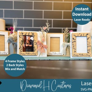 Muttertagsfotorahmen Laserschnittdatei Brieftaschengröße Fotogeschenk für Mama Rahmen SVG Regalsitter Magnet SVG Muttertagsgeschenk Laserfertige Datei