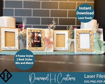 Mother’s Day photo frame laser cut file wallet size photo gift for mom frame SVG shelf sitter magnet SVG Mother’s Day gift laser ready file