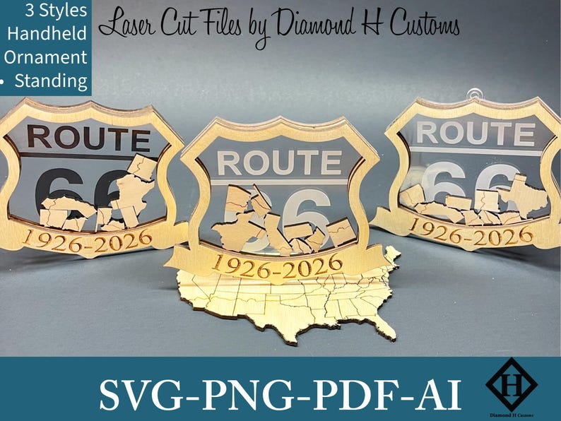 Route 66 Centennial Laser Cut File Route 66 Centennial SVG Route 66 Shaker Ornament Laser Cut File Route 66 Laser Cut Route 66 Shaker  SVG