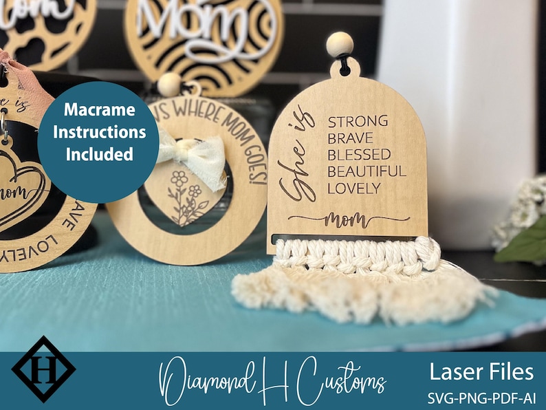 Mothers Day Laser Cut Car Charm Bundle SVG