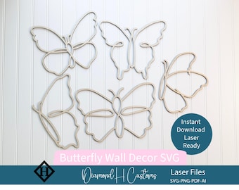 Modèle Svg papillon en téléchargement numérique Fichiers laser Machine de découpe Design Projet artisanal Motif de découpe décoratif Art mural graphique vectoriel
