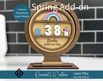 Fichier de découpe laser Design thème printemps modèle d'artisanat numérique motif papillon livres Svg suivi de lecture saisonnier décoration d'intérieur interchangeable
