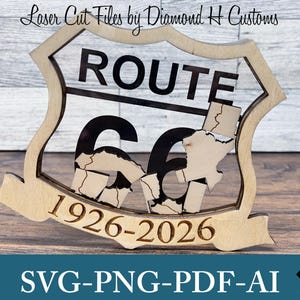 Route 66 Centennial Laser Cut File Route 66 Centennial SVG Route 66 Shaker Ornament Laser Cut File Route 66 Laser Cut Route 66 Shaker  SVG