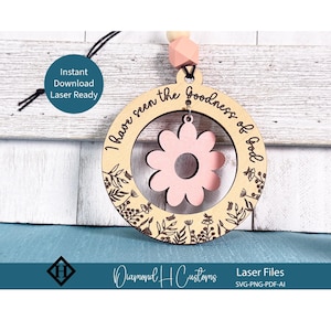 Car Charm Freshener Laser Cut File SVG PDF AI Floral Round Ornament Design for Wood or Acrylic Engraving Cutting Car Charm Laser Cut File