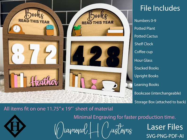 Book Tracker Svg Laser File Reading This Year Goal Display Shelf Design ...