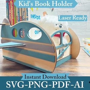 Flugzeug Bücherregal SVG-Datei Kinderzimmer Lagerung Luftfahrt Kinderzimmer Dekor Laser Cut Muster Buch Anzeige Holz Wandregal DIY Baby Zimmer Geschenk
