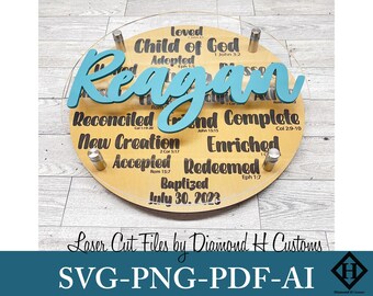 Signo de bautismo SVG Bautismo SVG Bautismo Archivo de corte láser Archivos láser Listos para láser Archivos de corte láser SVG Diseño de corte láser Corte láser personalizado Svg láser