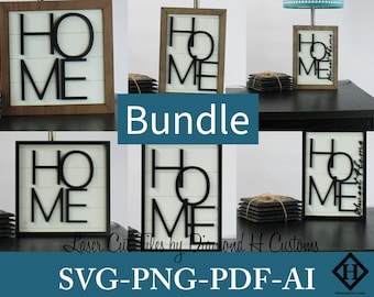 Home Sign Laser Cut File Bundle Home Sign Laser Cut Files SVG Sign Laser Cut File Home Sign SVG  Home Decor Sign SVG Bundle Home Decor Laser