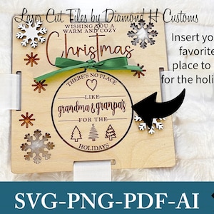 Benutzerdefinierte Weihnachtsdecke Tag SVG Laser geschnitten Datei Urlaub Ornament Design Pop Out Geschenk graviertes Holz personalisierte Urlaub Dekor Laser Cut Datei