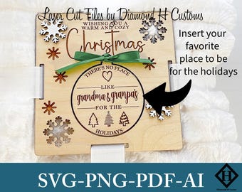Aangepaste kerstdeken tag SVG lasergesneden bestand vakantie ornament ontwerp pop-out cadeau gegraveerd hout gepersonaliseerd vakantie decor lasergesneden bestand
