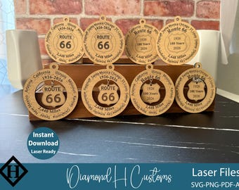 Route 66 Laser Cut File Route 66 Ornament Svg Route 66 Car Charm Svg Route 66 Centennial Ornament Svg Route 66 Ornament Bundle Download