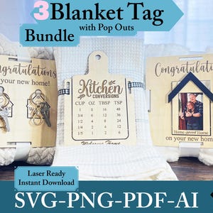Blanket Tag Pop Out Bundle SVG Housewarming Laser Cut Files New Home Gift Personalized Blanket Tags  Laser Cut Files Decor Closing Gift