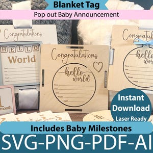 Sjabloon geboortekaartje Houtpatroon Maandelijkse babymarkering DIY-babycadeau Aangepast geboortebord Digitale ambachtelijke sjabloon voor cadeau nieuwe ouder