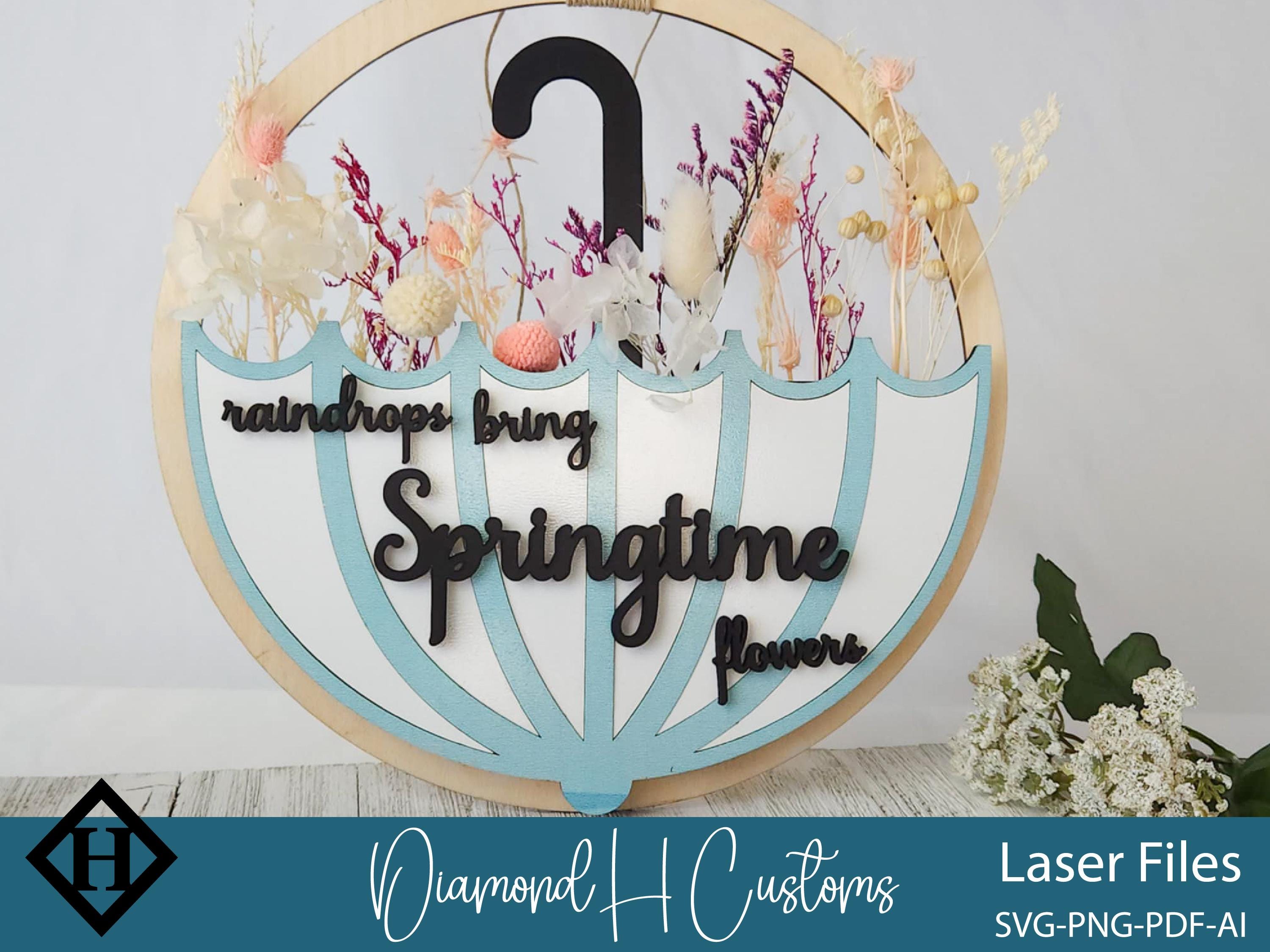 Spring Laser Files Interchangeable Spring Sign Laser Cut File Floral Spring Decor Instant ...