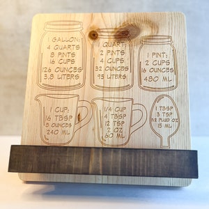 Kitchen Conversion Cook Book Stand, Wooden Cook Book Stand, Cook Book Stand, Cooking Book Stand, Book Stand, Cook Stand, Recipe Holder